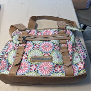 Lily Bloom Landon Satchel  Large Starburst Flowers Women  Handbag Eco NWT